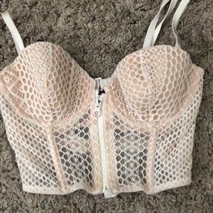 Victoria Secret White/ Nude Bra Corset Zipper